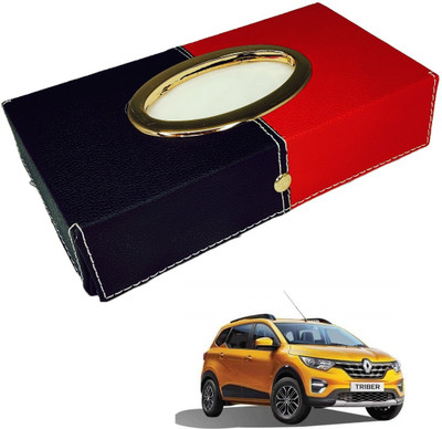 MOCKHE Chrom-Black-Red Tisue Box Leatherete-488 Vehicle Tissue Dispenser(Black, Red)