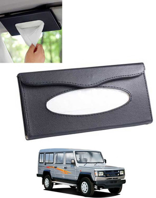 MSNP Universal Leatherite Rectangle Black Tissue Box For Car/office/Home-276 Vehicle Tissue Dispenser(Black)