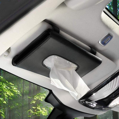 Eliane Car Tissue Holder Sun Visor Napkin Black Vehicle Tissue Dispenser(Black)