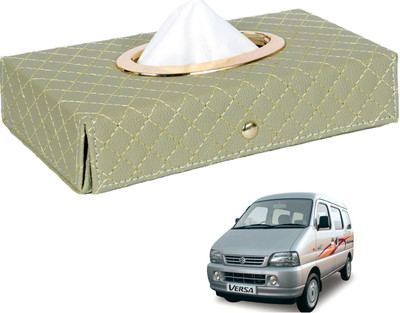 MOCKHE Cross-Beige Tissue Box Leatherette-583 Vehicle Tissue Dispenser(Beige)