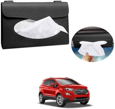 AutoGnix Car Tissue Holder Sun Visor T Holder PU Leather For Ford Ecosport Vehicle Tissue Dispenser(Black)