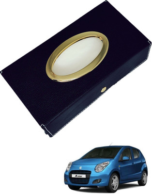 MOCKHE Chrom-Black Tisue Box Leatherete-346 Vehicle Tissue Dispenser(Black)