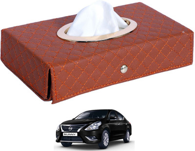 MOCKHE Cross-Tan Tissue Box Leatherette-319 Vehicle Tissue Dispenser(Grey)
