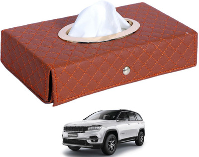 MOCKHE Cross-Tan Tissue Box Leatherette-247 Vehicle Tissue Dispenser(Grey)