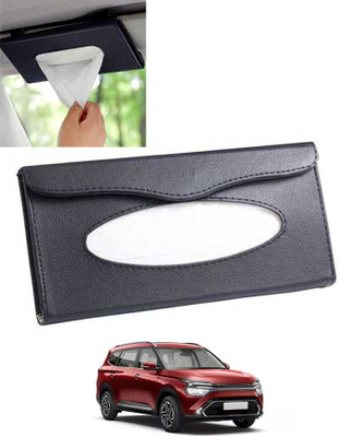 AYW Rectangle Leatherite Car Black Tissue Holder/Include Tissue/Save Space-043 Vehicle Tissue Dispenser(Black)