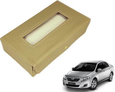 MOCKHE Basic-Beige Tissue Box Leatherette-293 Vehicle Tissue Dispenser(Beige)