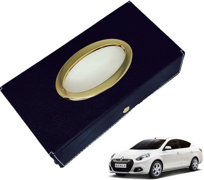 MOCKHE Chrom-Black Tisue Box Leatherete-391 Vehicle Tissue Dispenser(Black)