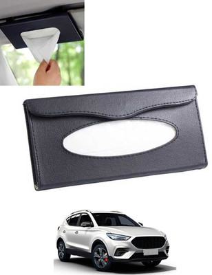 MSNP Universal Leatherite Rectangle Black Tissue Box For Car/office/Home-25 Vehicle Tissue Dispenser(Black)