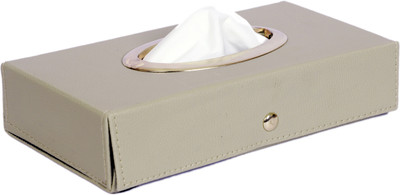 MOCKHE Chrom-Beige Tisue Box Leatherete-737 Vehicle Tissue Dispenser(Beige)