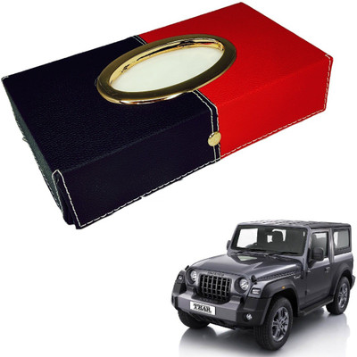 MOCKHE Chrom-Black-Red Tisue Box Leatherete-468 Vehicle Tissue Dispenser(Black, Red)