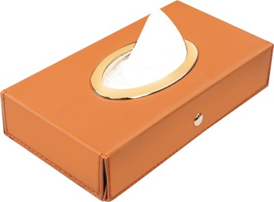 Auto Hub Royal Gold Tissue Box Leatherette Vehicle Tissue Dispenser(Gold)