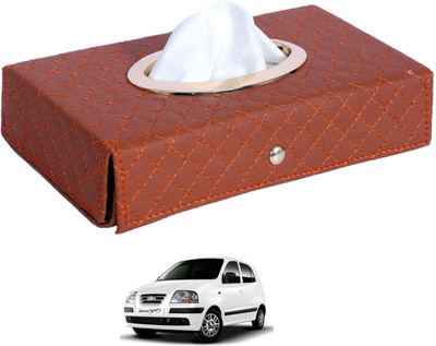 MOCKHE Cross-Tan Tissue Box Leatherette-303 Vehicle Tissue Dispenser(Grey)