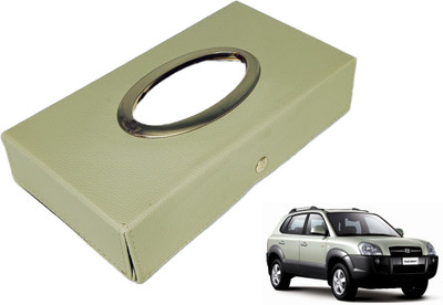 MOCKHE Chrom-Beige Tisue Box Leatherete-829 Vehicle Tissue Dispenser(Beige)