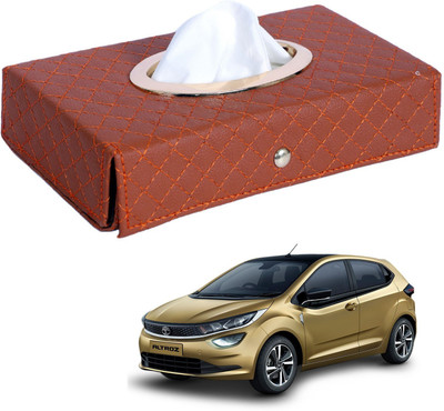 MOCKHE Cross-Tan Tissue Box Leatherette-329 Vehicle Tissue Dispenser(Grey)