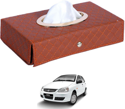 MOCKHE Cross-Tan Tissue Box Leatherette-239 Vehicle Tissue Dispenser(Grey)