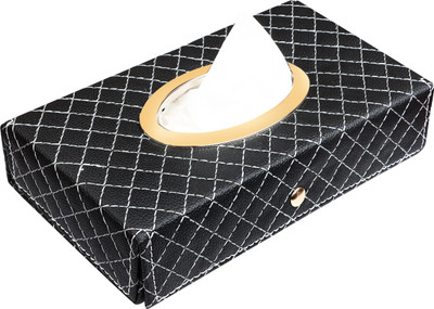 Auto Hub Black-Tissue Box Leatherette Vehicle Tissue Dispenser(Black, Beige)