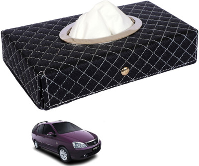 MOCKHE Cross-Black Tissue Box Leatherette-8 Vehicle Tissue Dispenser(Black)