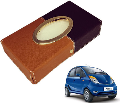 MOCKHE Chrom-Black-Tan Tisue Box Leatherete-190 Vehicle Tissue Dispenser(Black, Grey)