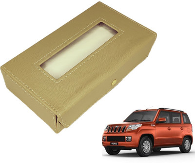 MOCKHE Basic-Beige Tissue Box Leatherette-423 Vehicle Tissue Dispenser(Beige)