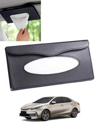 CCMM Universal Leatherite Black Rectangle Tissue Paper Box/Dispencer For Car-11 Vehicle Tissue Dispenser(Black)