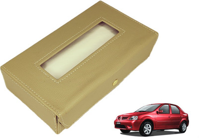 MOCKHE Basic-Beige Tissue Box Leatherette-355 Vehicle Tissue Dispenser(Beige)