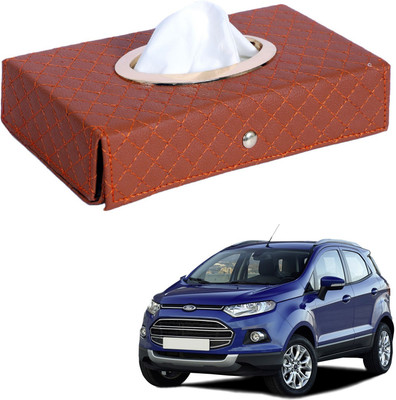 MOCKHE Cross-Tan Tissue Box Leatherette-192 Vehicle Tissue Dispenser(Grey)