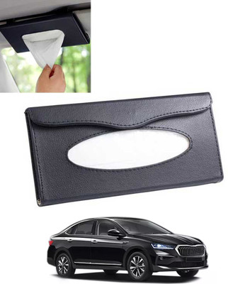 MSNP Universal Leatherite Rectangle Black Tissue Box For Car/office/Home-243 Vehicle Tissue Dispenser(Black)