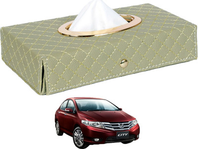 MOCKHE Cross-Beige Tissue Box Leatherette-413 Vehicle Tissue Dispenser(Beige)
