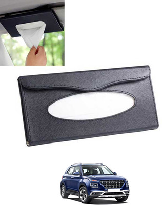 MSNP Universal Leatherite Rectangle Black Tissue Box For Car/office/Home-290 Vehicle Tissue Dispenser(Black)