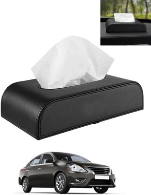 AYW Black Tissue Holder Leatherite/Include Tissue/Save Space For Home/Car/Office-210 Vehicle Tissue Dispenser(Black)