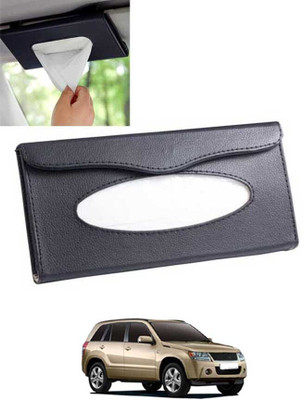 CCMM Universal Leatherite Black Rectangle Tissue Paper Box/Dispencer For Car-126 Vehicle Tissue Dispenser(Black)