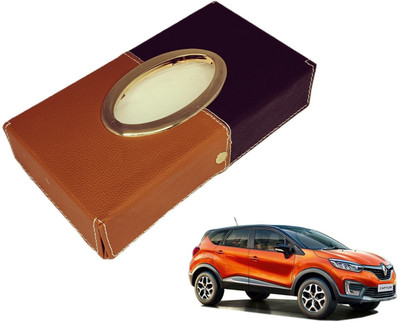 MOCKHE Chrom-Black-Tan Tisue Box Leatherete-70 Vehicle Tissue Dispenser(Black, Grey)