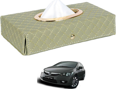 MOCKHE Cross-Beige Tissue Box Leatherette-414 Vehicle Tissue Dispenser(Beige)
