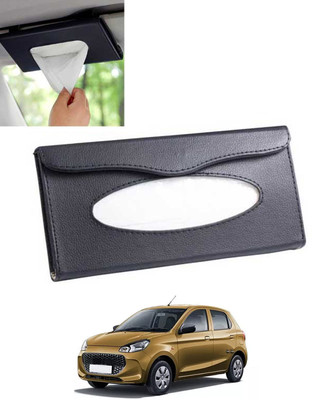 MSNP Universal Leatherite Rectangle Black Tissue Box For Car/office/Home-14 Vehicle Tissue Dispenser(Black)