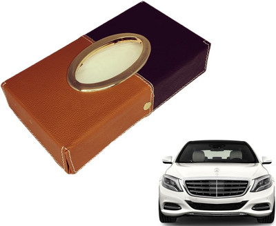 MOCKHE Chrom-Black-Tan Tisue Box Leatherete-238 Vehicle Tissue Dispenser(Black, Grey)