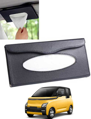 ABJD Leatherite Universal Black Rectangle Tissue Holder For Office,Home,Car-65 Vehicle Tissue Dispenser(Black)