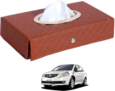 MOCKHE Cross-Tan Tissue Box Leatherette-327 Vehicle Tissue Dispenser(Grey)