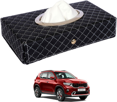MOCKHE Cross-Black Tissue Box Leatherette-82 Vehicle Tissue Dispenser(Black)