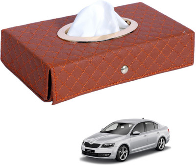 MOCKHE Cross-Tan Tissue Box Leatherette-278 Vehicle Tissue Dispenser(Grey)