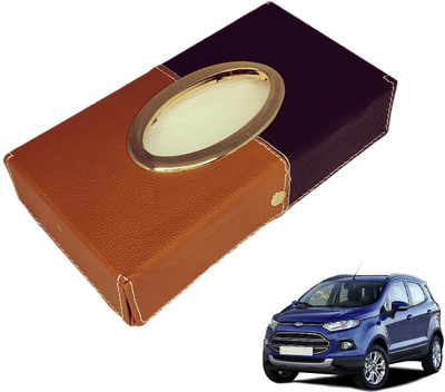 MOCKHE Chrom-Black-Tan Tisue Box Leatherete-97 Vehicle Tissue Dispenser(Black, Grey)