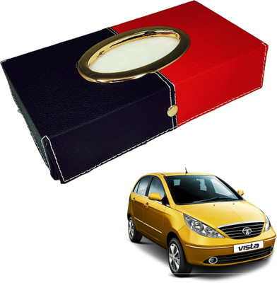 MOCKHE Chrom-Black-Red Tisue Box Leatherete-458 Vehicle Tissue Dispenser(Black, Red)
