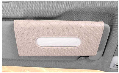 SHIVIT New Braided Design Car Tissue Dispenser Premium PU Leather with Tissues Vehicle Tissue Dispenser(Beige)