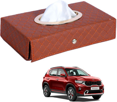 MOCKHE Cross-Tan Tissue Box Leatherette-313 Vehicle Tissue Dispenser(Grey)