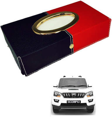 MOCKHE Chrom-Black-Red Tisue Box Leatherete-459 Vehicle Tissue Dispenser(Black, Red)