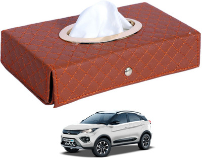 MOCKHE Cross-Tan Tissue Box Leatherette-207 Vehicle Tissue Dispenser(Grey)