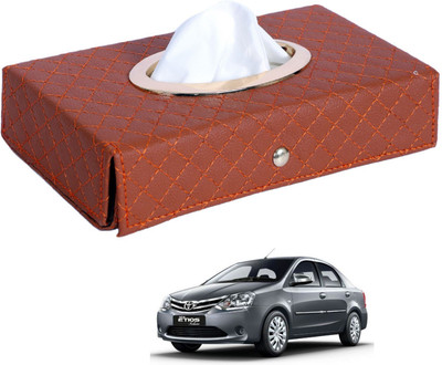 MOCKHE Cross-Tan Tissue Box Leatherette-206 Vehicle Tissue Dispenser(Grey)