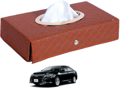 MOCKHE Cross-Tan Tissue Box Leatherette-167 Vehicle Tissue Dispenser(Grey)