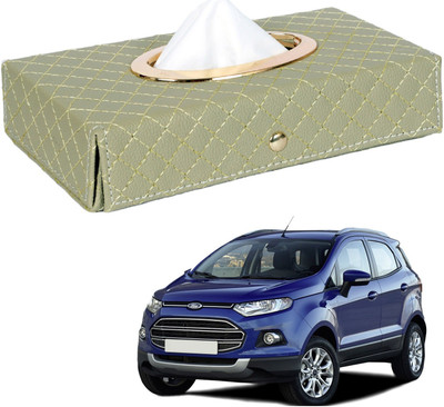 MOCKHE Cross-Beige Tissue Box Leatherette-424 Vehicle Tissue Dispenser(Beige)