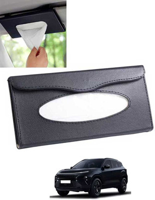 ABJD Leatherite Universal Black Rectangle Tissue Holder For Office,Home,Car-133 Vehicle Tissue Dispenser(Black)