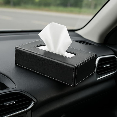 TECHEL Tissue Box/Napkin Box Holder/Tissue Paper Holder SZZ8 Vehicle Tissue Dispenser(Black)